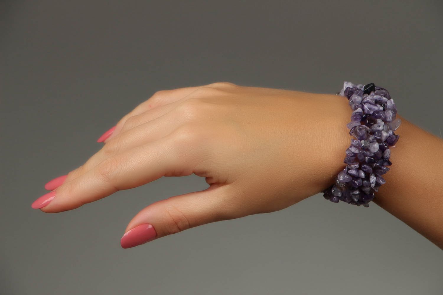 Bracelet with natural amethyst stone photo 5