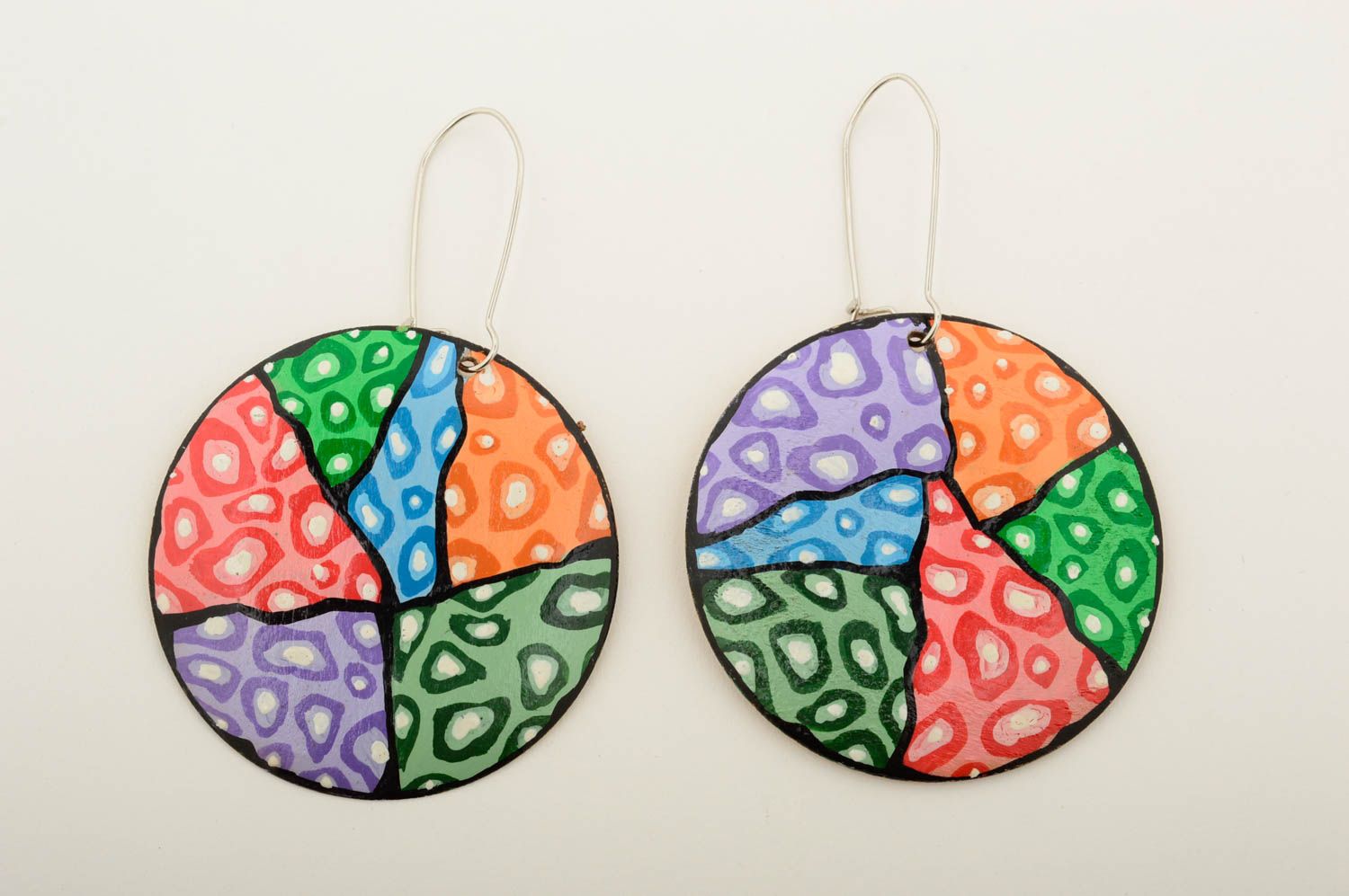 Ethnic earrings handmade wooden earrings with charms painted earrings for girls photo 3