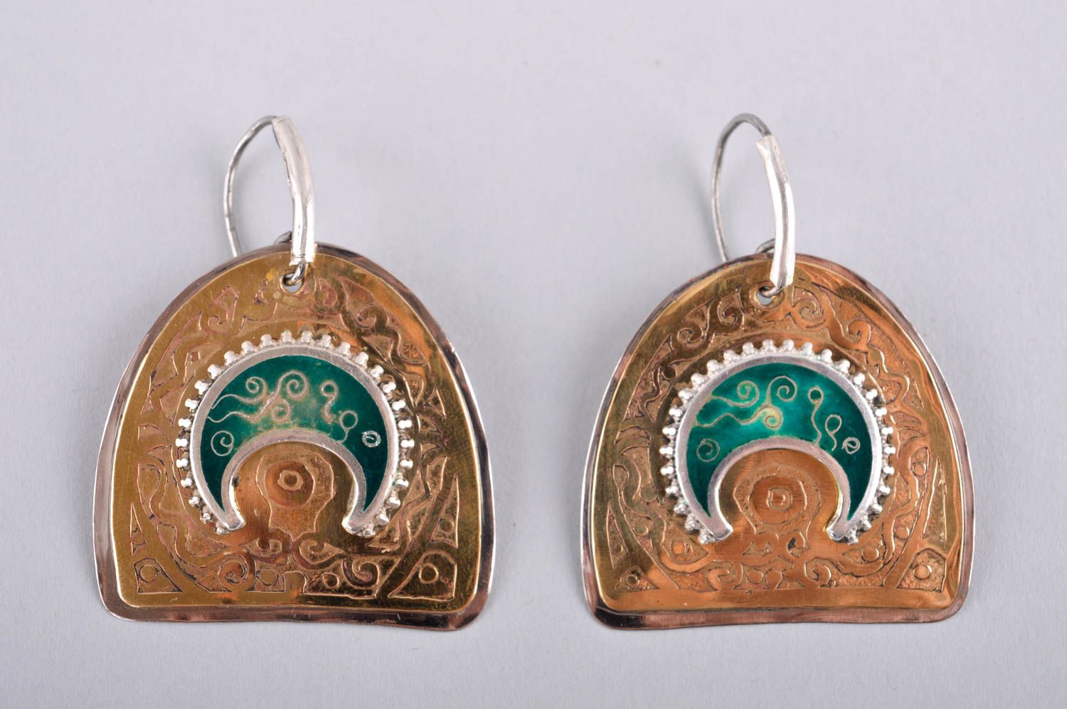 Handmade earrings unusual accessory gift ideas brass jewelry metal earrings photo 3
