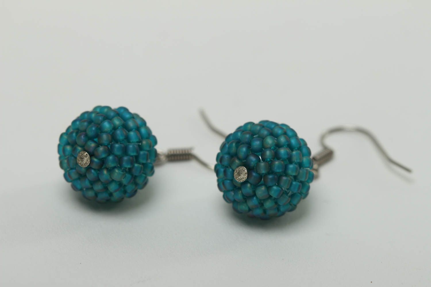 Handmade blaue Kugeln Ohrringe Glasperlen Schmuck Accessoire für Frauen foto 3