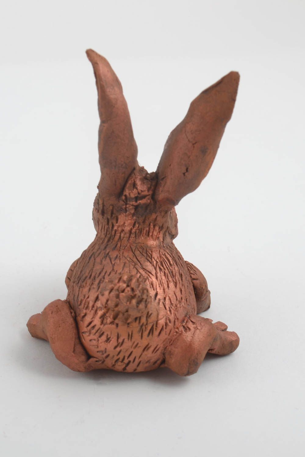 Figurine animal fait main Petite statuette en argile lapin Déco intérieur photo 2