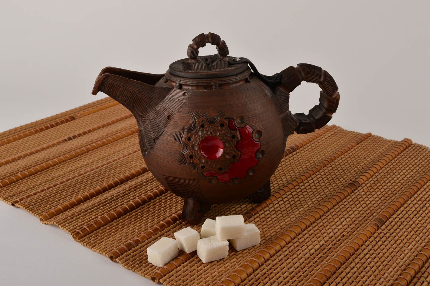 Teekanne aus Keramik handgefertigt Tee Geschirr Küchen Zubehör bosseliert foto 1