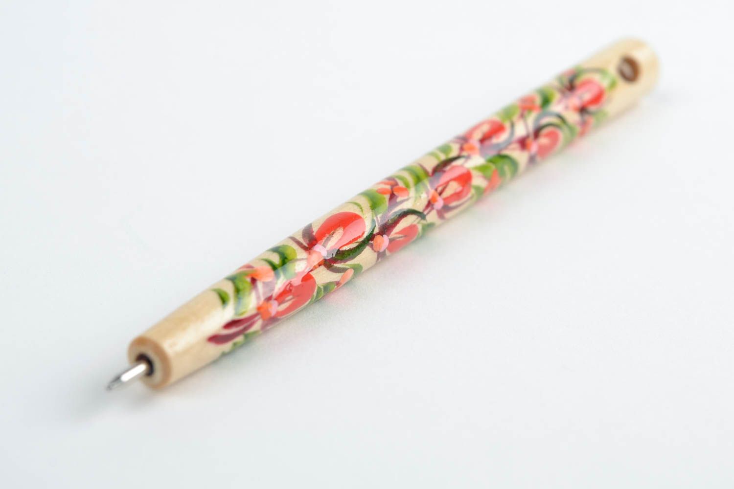 Эко ручка-свисток ручной работы с Петриковской росписью сувенирная в этно стиле фото 4