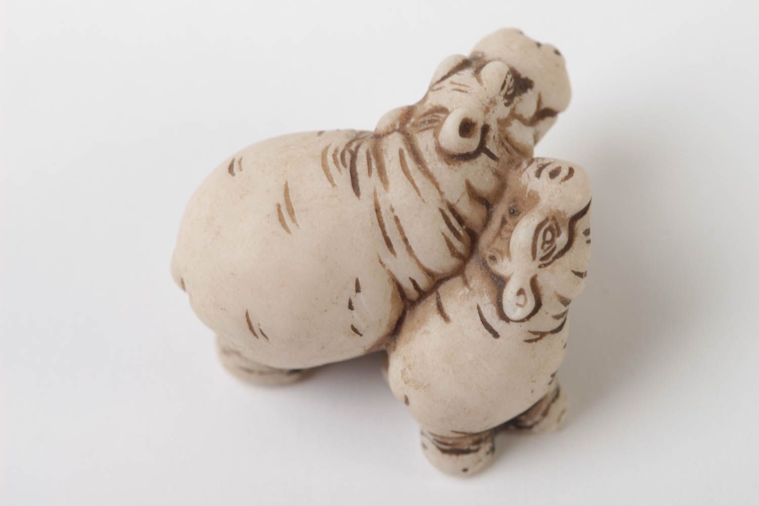 Figurine décorative faite main Petite statue de hippopotame Déco maison photo 4