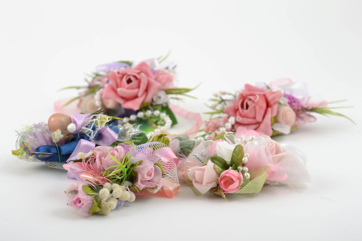 Handmade brooch designer boutonniere designer wedding accessories set of 5 items photo 4