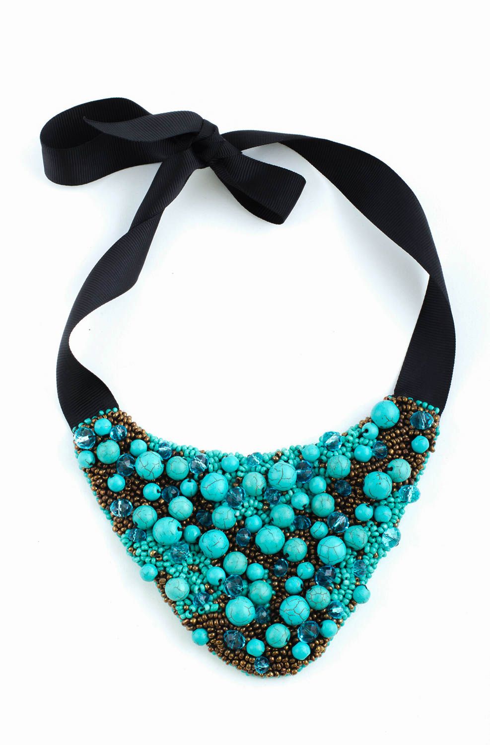 Collar original hecho a mano regalo personalizado bisutería artesanal color azul foto 3