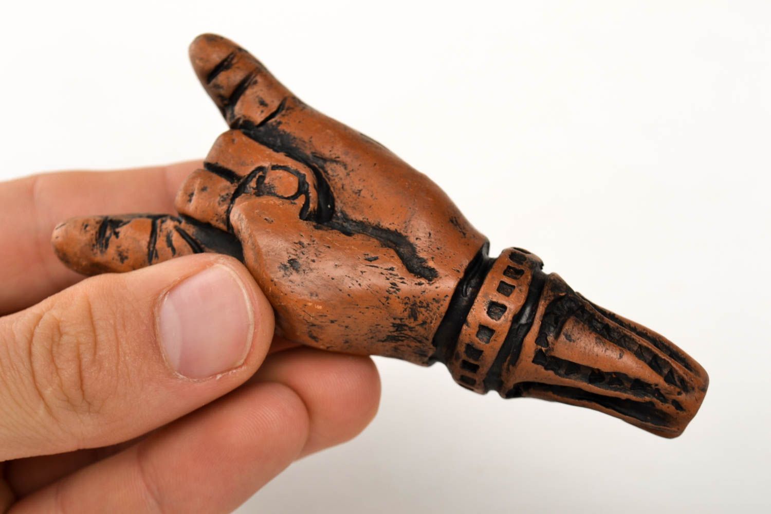 Pipa de barro hecha a mano de arcilla accesorio para fumador regalo para hombre foto 2