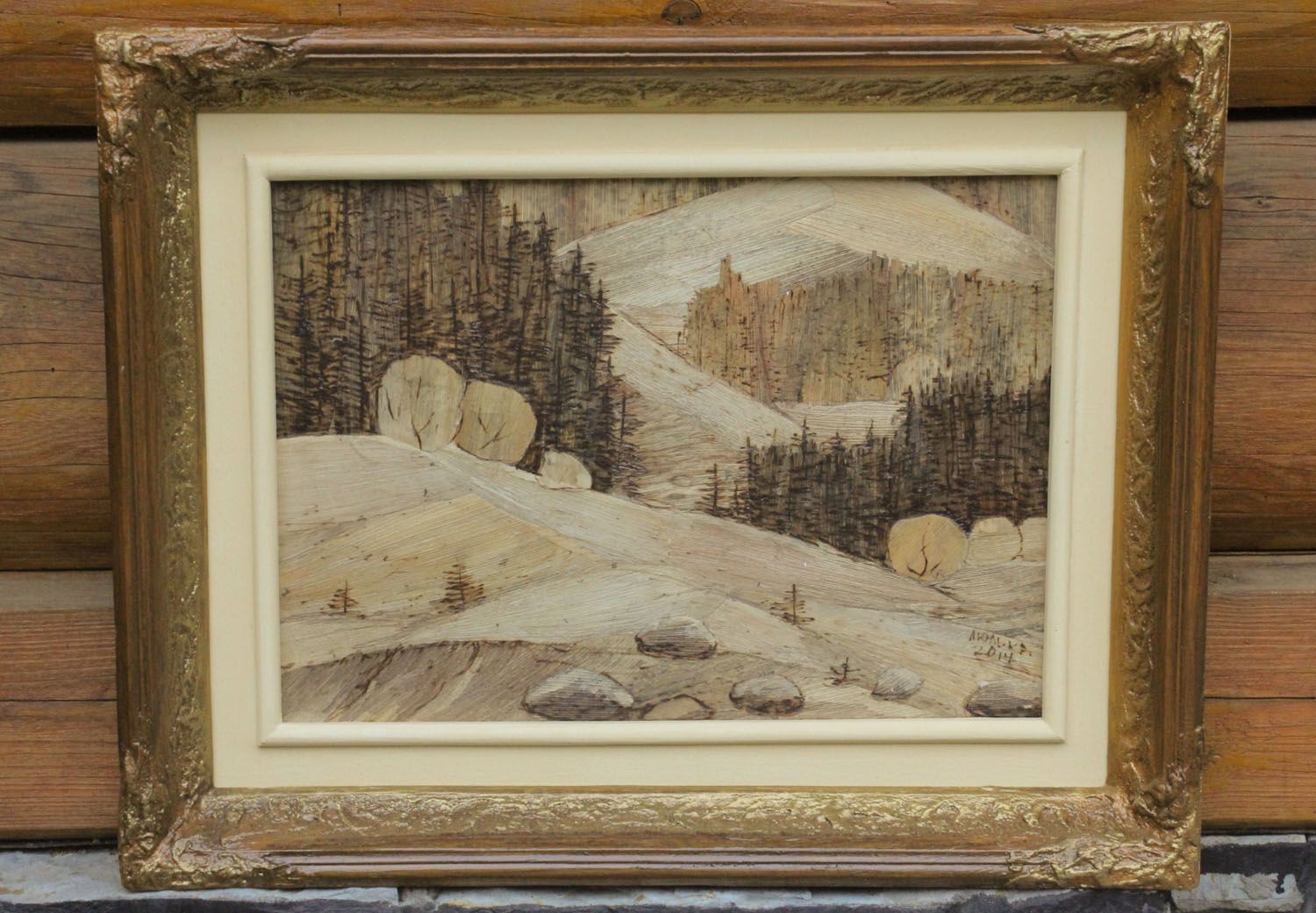Modern painting in wooden frame photo 5