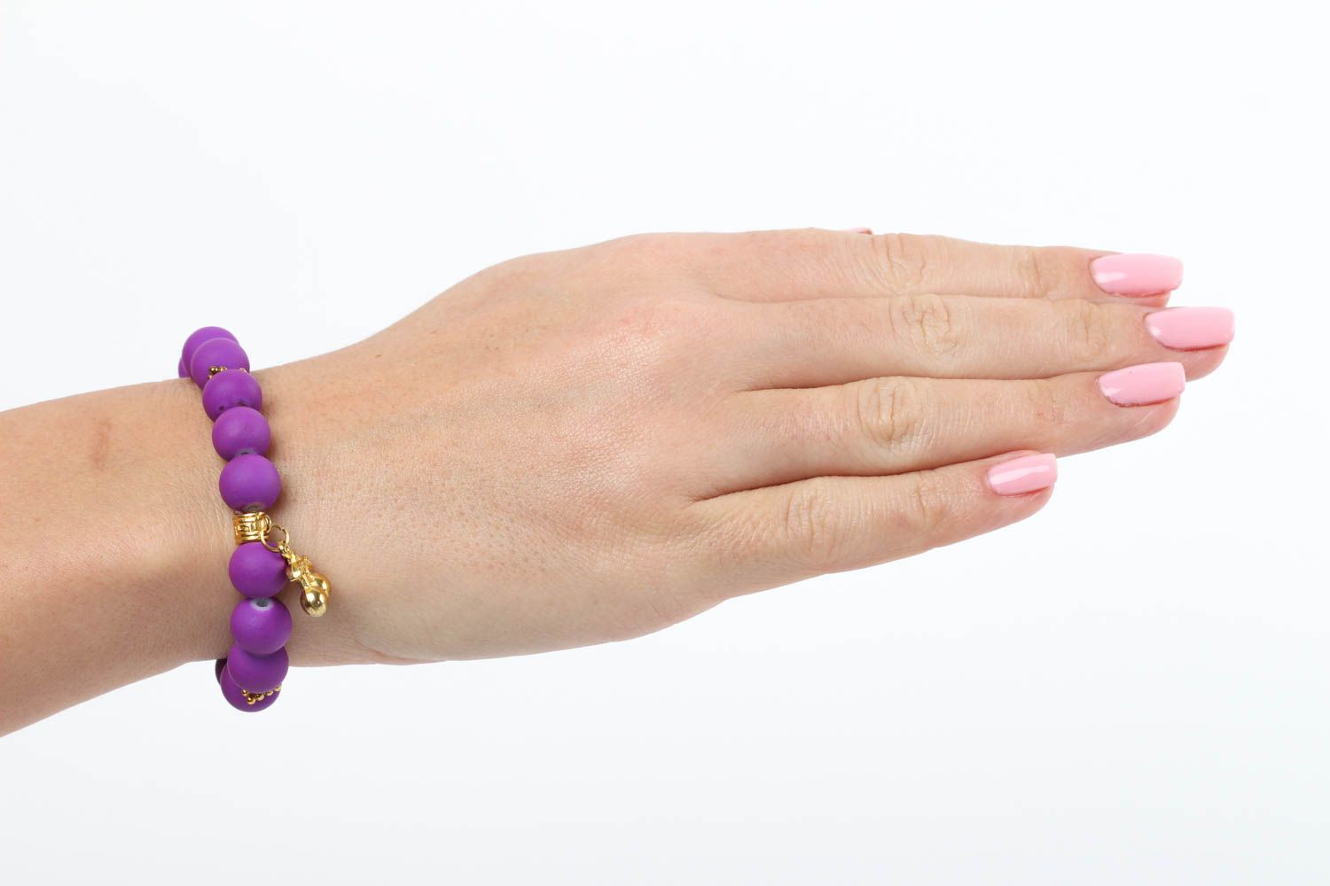 Bracelet violet Bijoux fait main de perles céramiques Accessoire femme photo 5