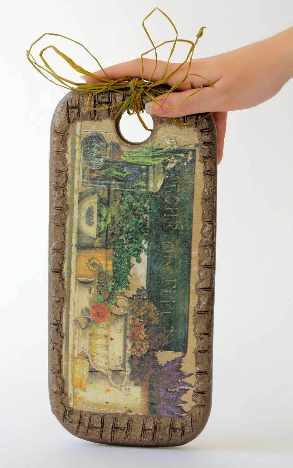 Tagliere di legno fatto a mano oggetto decorativo originale serra con piante
 foto 5