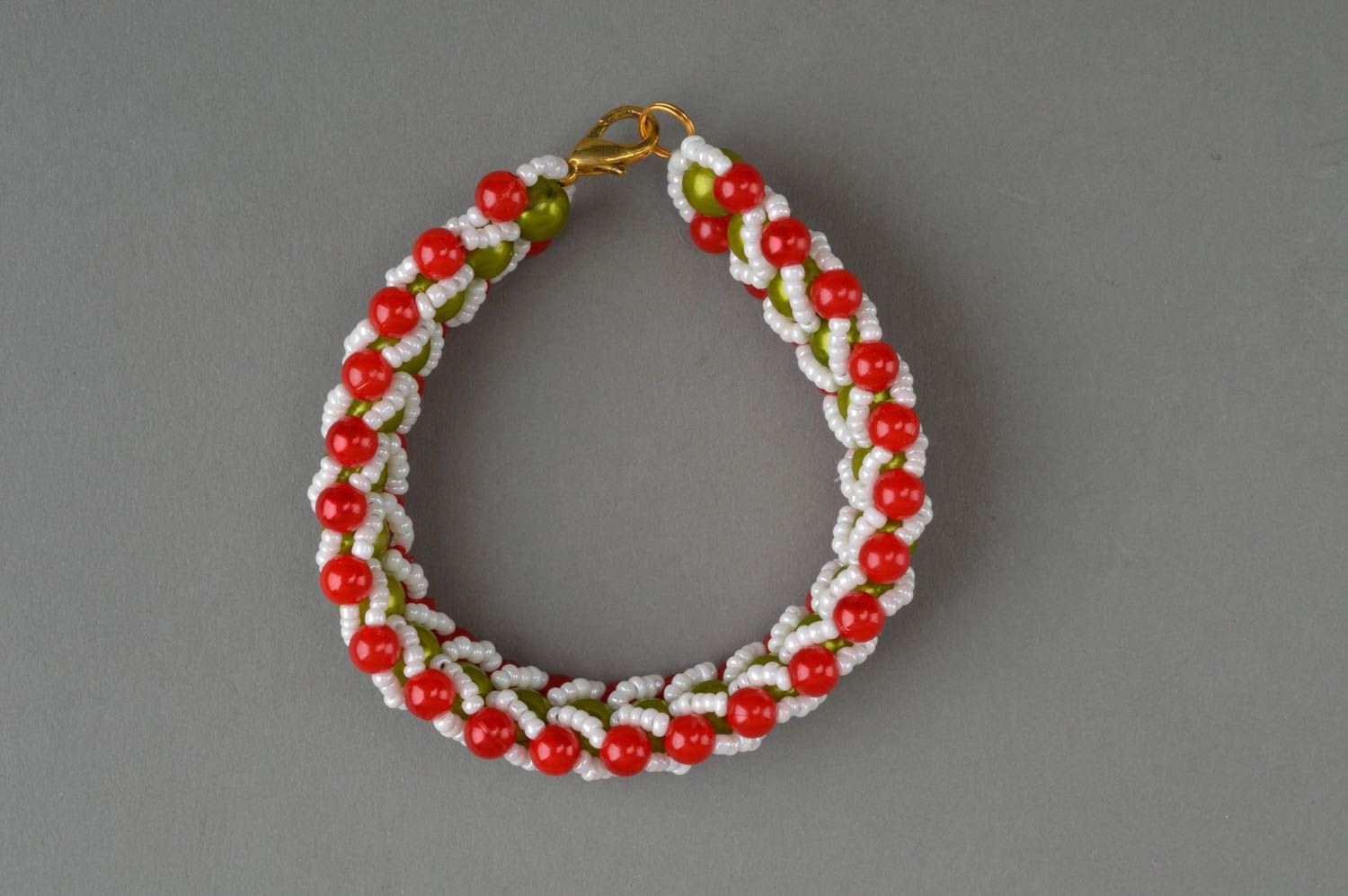 Bracelet tissé en perles de rocaille et perles fantaisie multicolore fait main photo 2