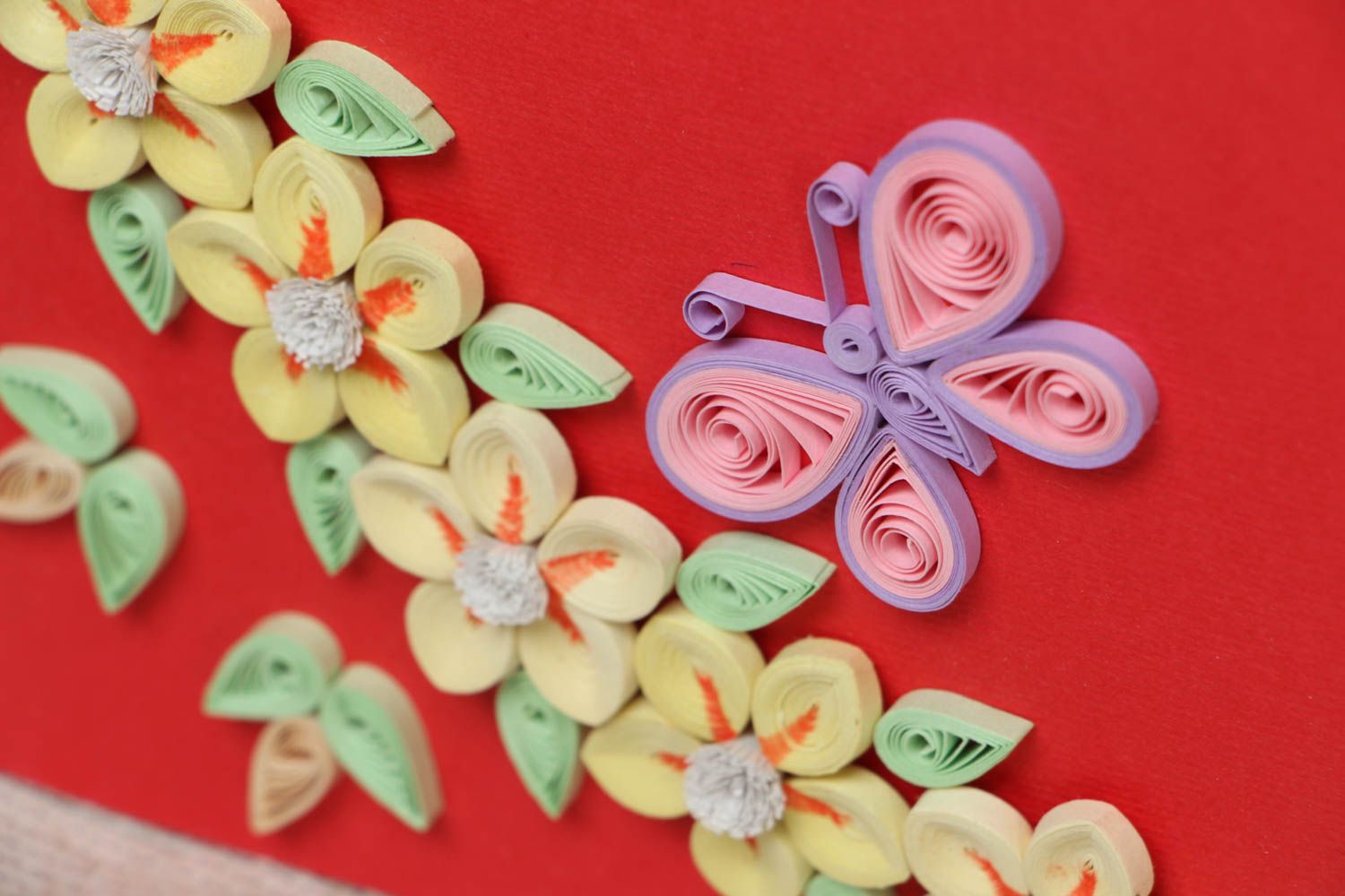 Quilling greeting card with flowers photo 2