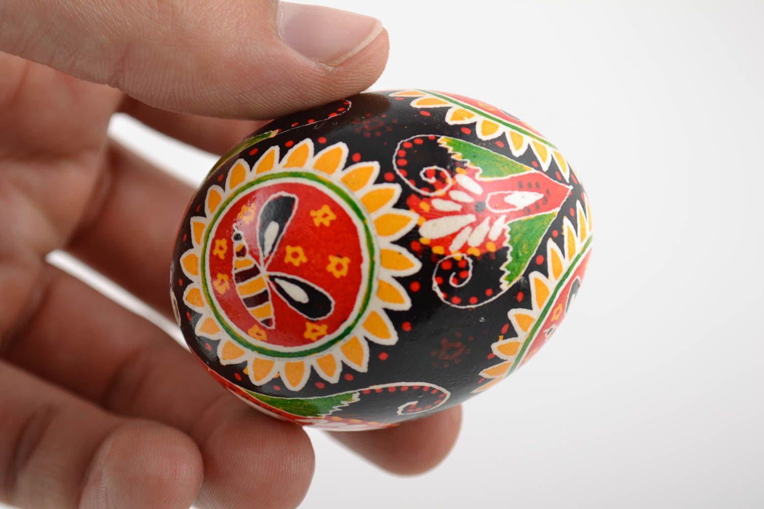 Colorful talisman Easter egg painted with acrylics handmade chicken pysanka egg  photo 2