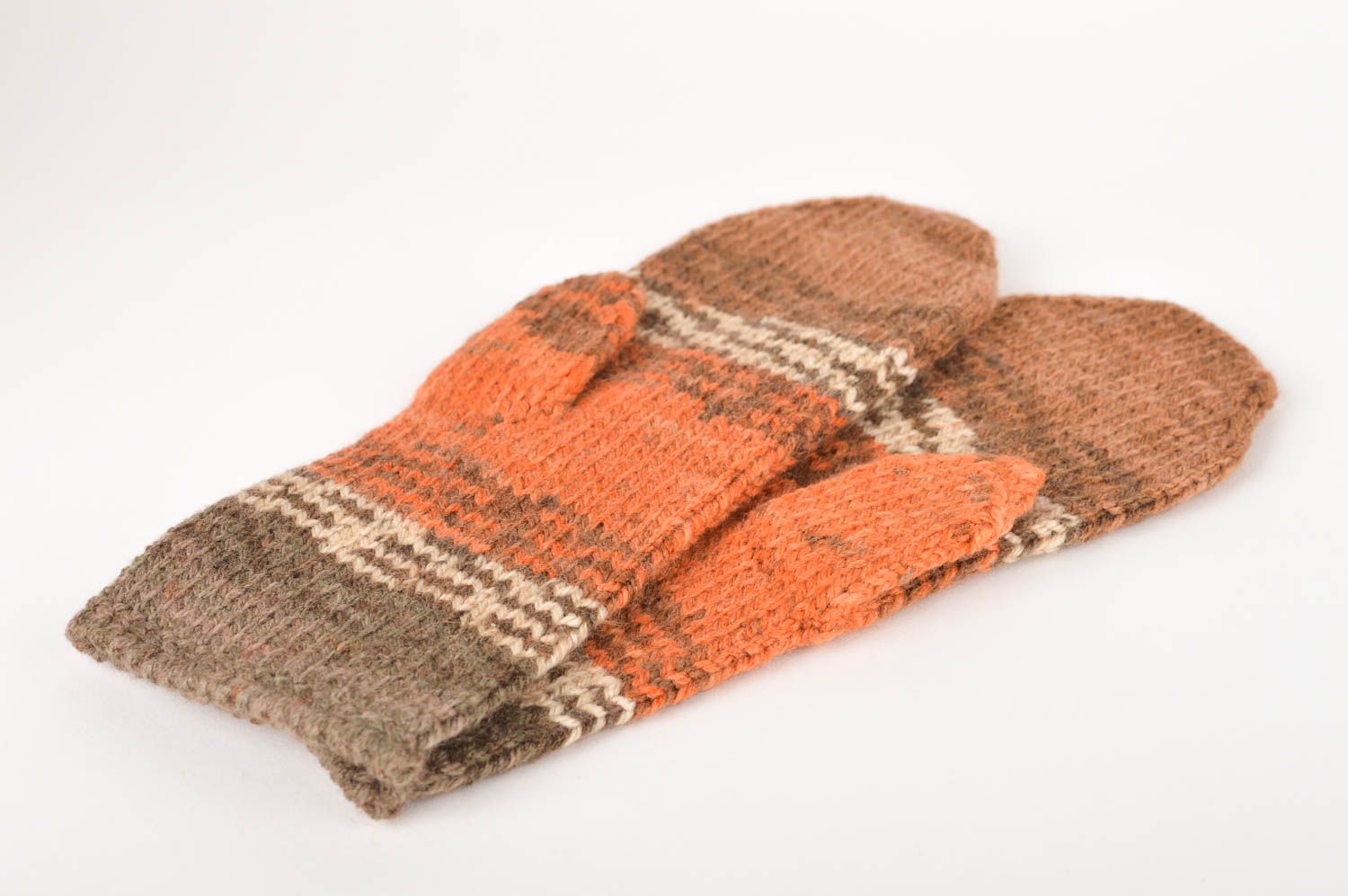 Moufles tricot faites main Vêtement femme en laine au crochet Cadeau original photo 5