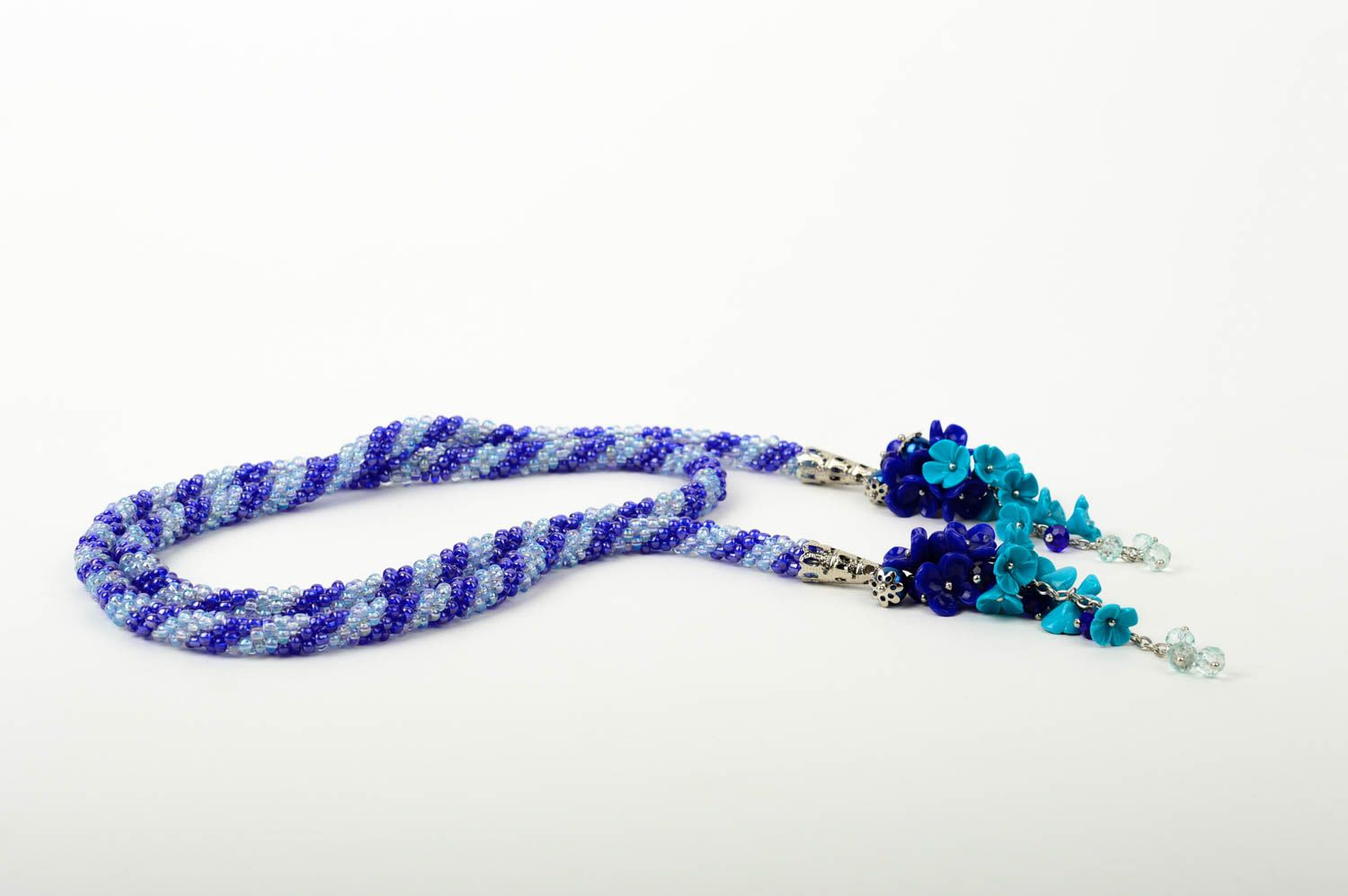 Collier lariat bleu Bijou fait main en perles de rocaille Cadeau pour femme photo 3