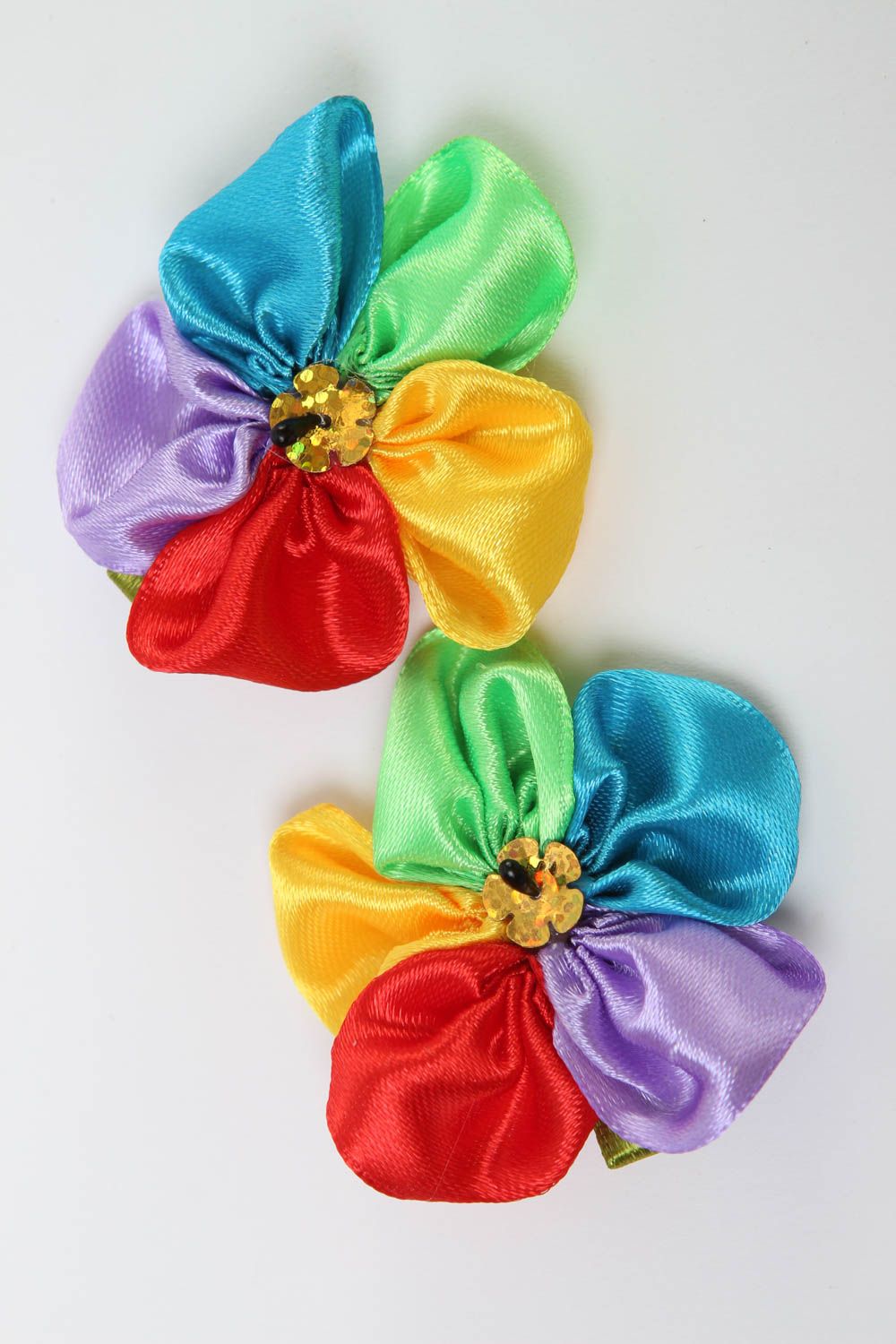 Beautiful handmade flower barrette hair clip kanzashi flower 2 pieces gift ideas photo 2