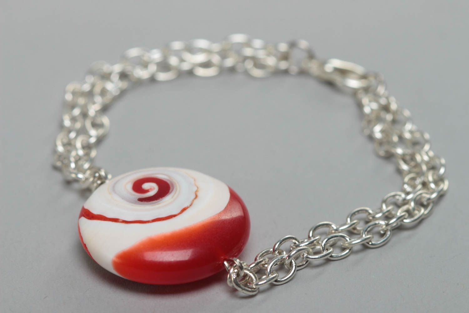 Künstlerisches Armband aus Perlen für Mädchen mit Kette schönes handgeschaffenes foto 3