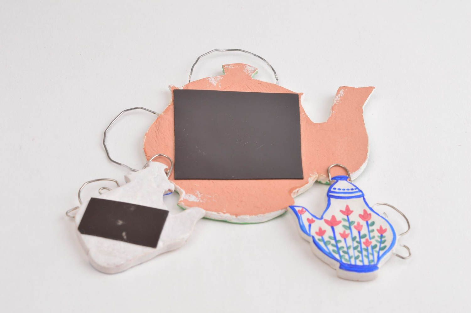 Handmade teapot fridge magnet unusual gift home decor set of 3 items decor idea  photo 4