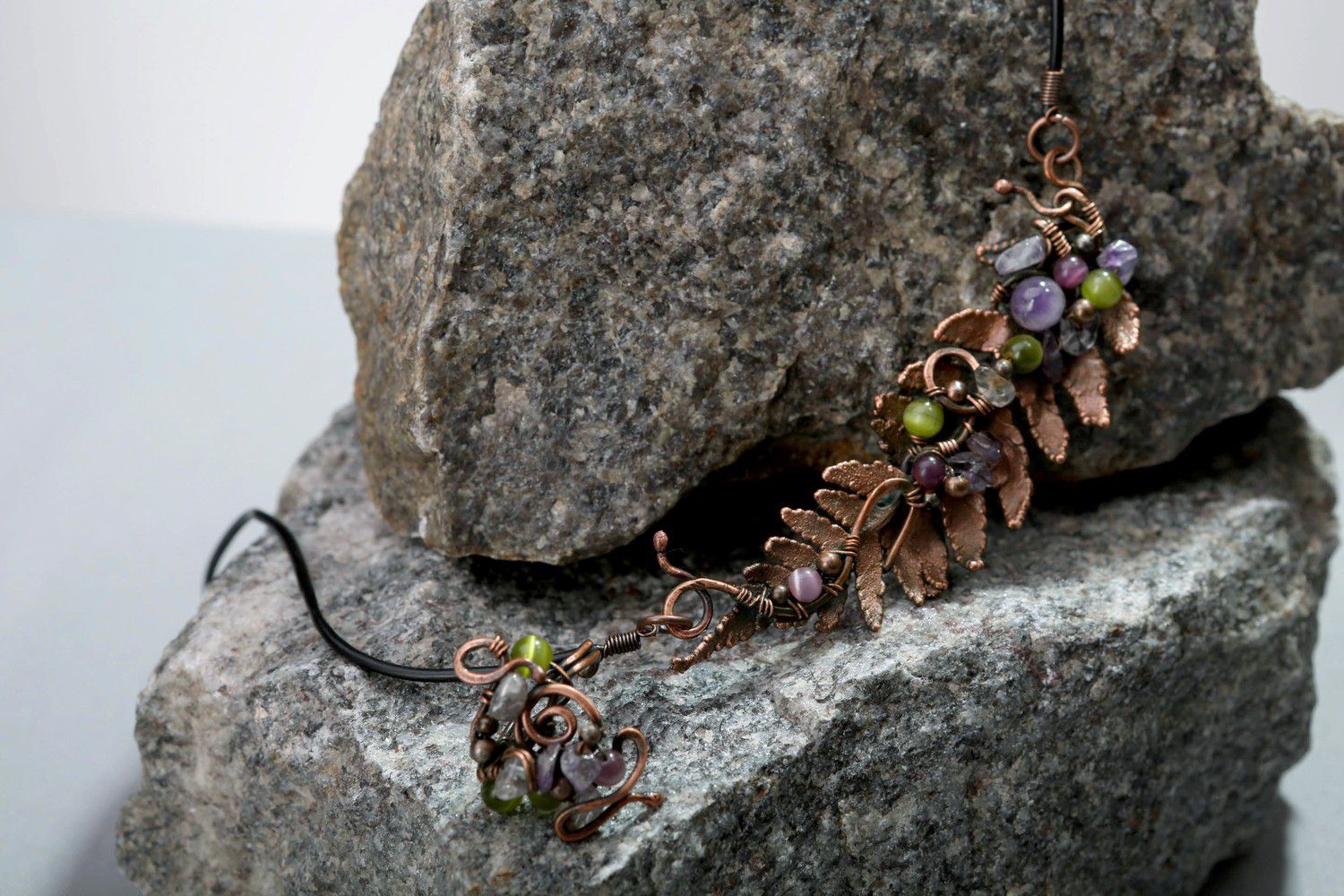 Jewelry set with natural stones Fern Leaf photo 3