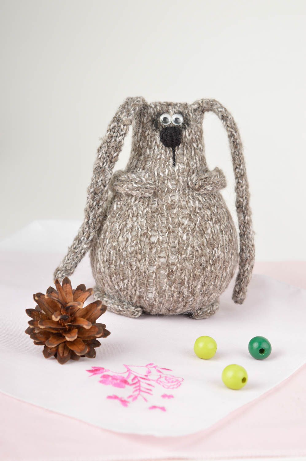 Handmade beautiful funny rabbit unusual crocheted toy soft toy nursery decor photo 1