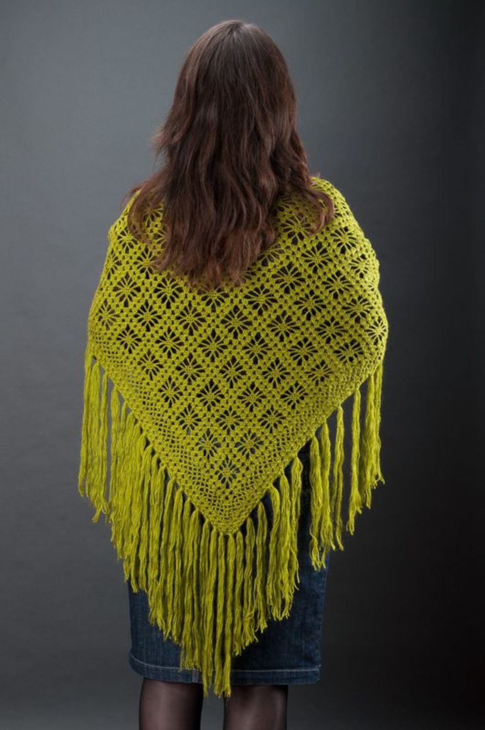 Green crochet shawl photo 4