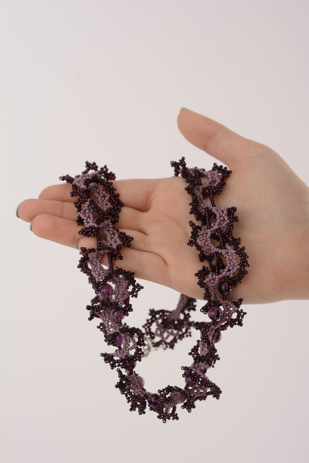 Beaded necklace Lilac photo 5