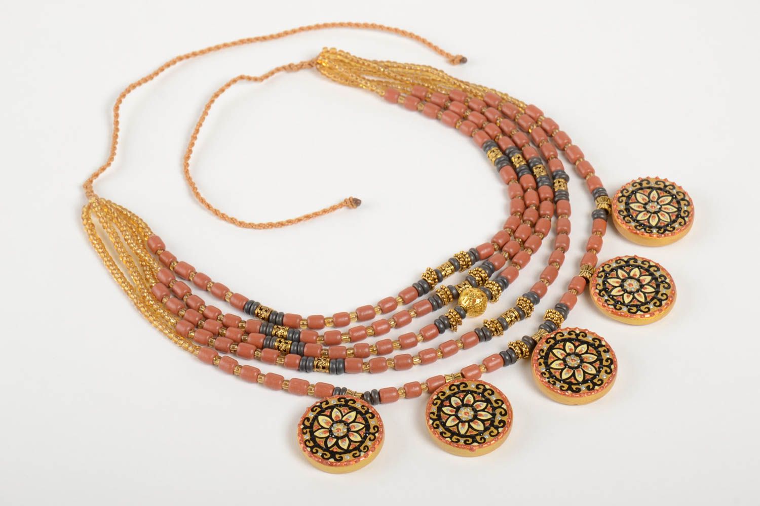 Ceramic jewelry handmade necklace bead necklace women accessories ethnic jewelry photo 2