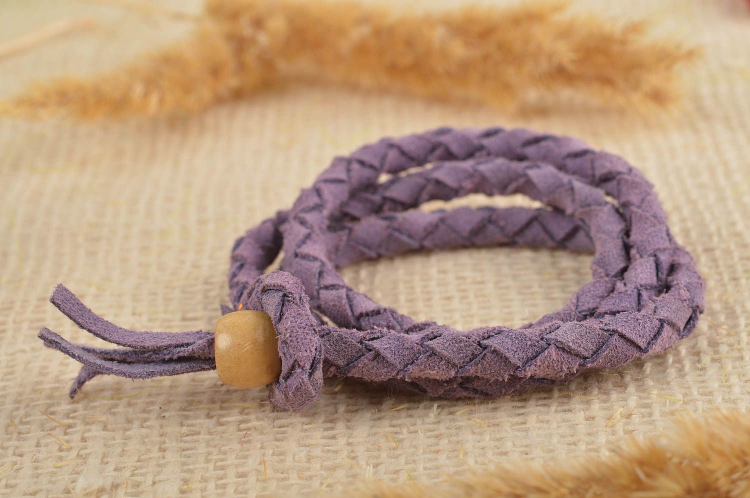 Wildleder Armband handmade Damen Schmuck Geschenk für Frauen in Lila schön  foto 1