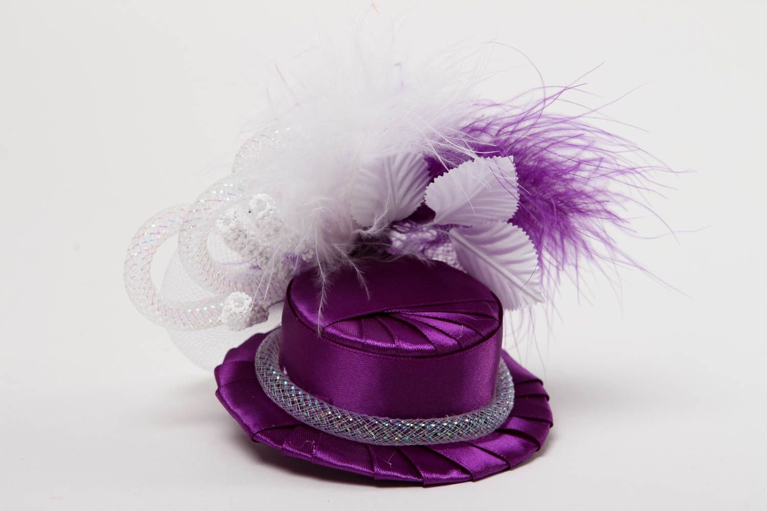 Заколка с перьями хэнд мэйд заколка для волос фиолетовый аксессуар для волос фото 3