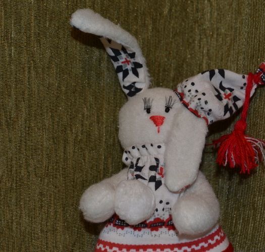 Soft toy hand made of artificial fur fabric Hare photo 2