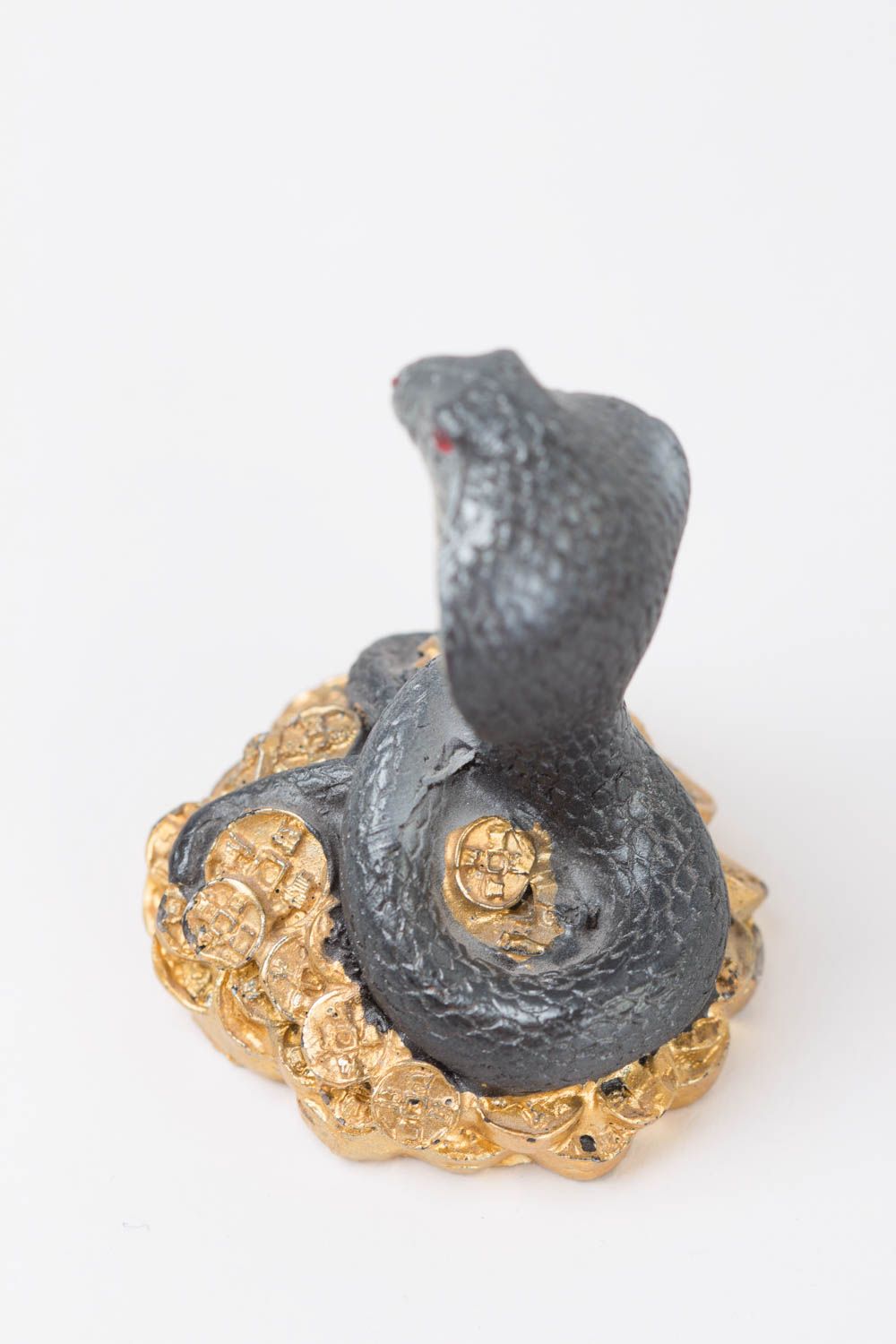 Figurine animal fait main Petite statuette cobra sur monnaies Déco intérieur photo 4