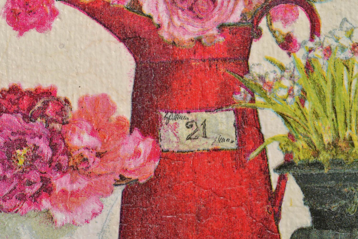 Panel artesanal de pared Rosas y peonias foto 4