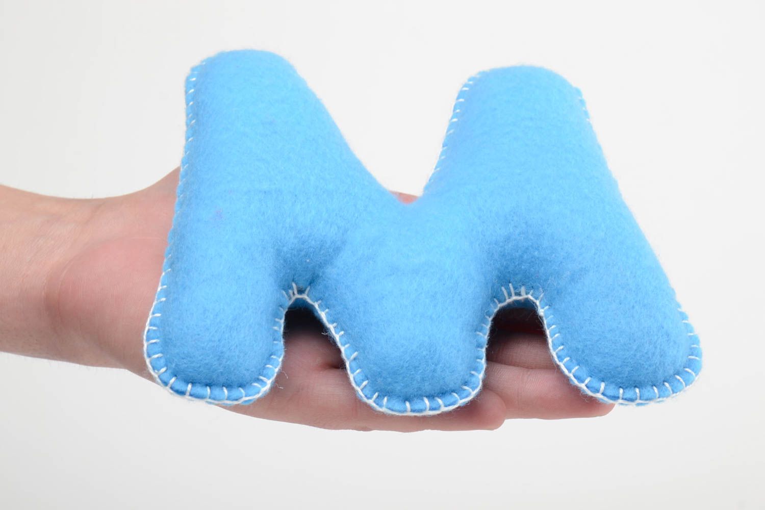 Letra de fieltro azul decorativa hecha a mano juguete de desarrollo para niños M foto 5