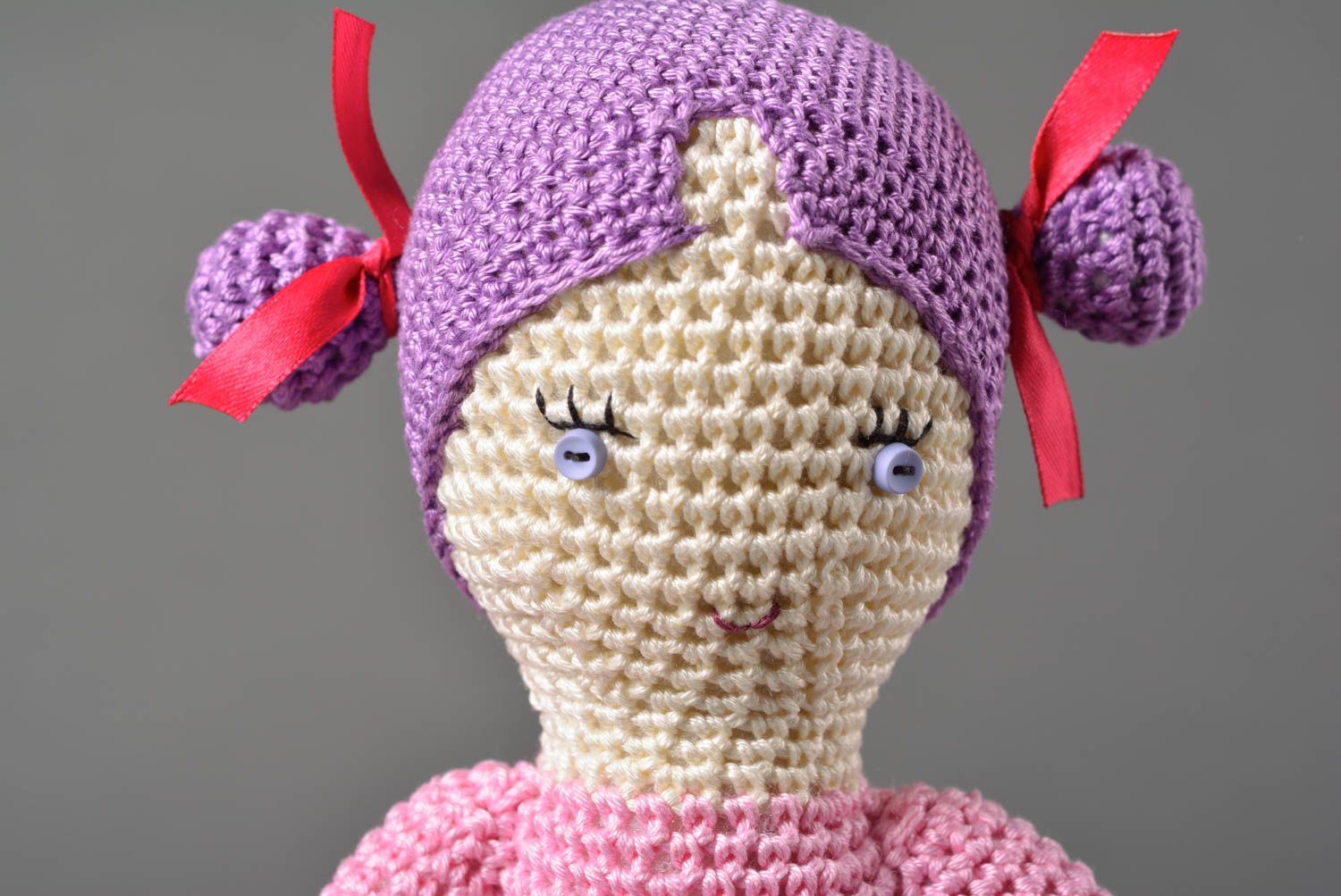 Grande poupée en coton Jouet fait main tricoté au crochet Cadeau enfant original photo 2