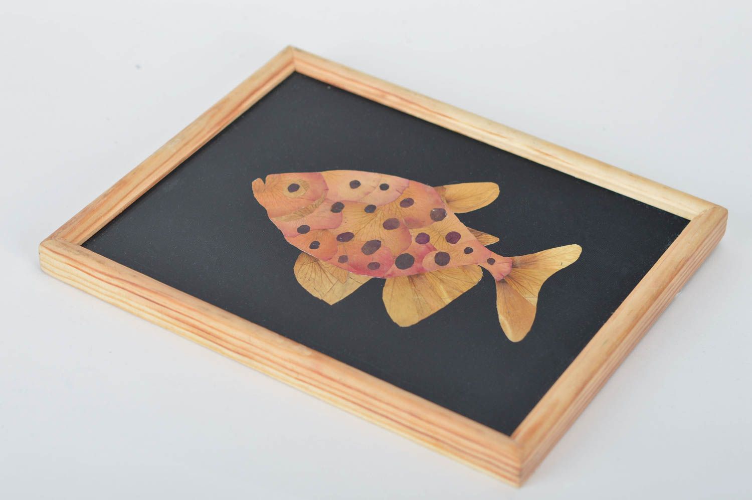 Handmade cute picture made of natural materials fish wall decor for home photo 2