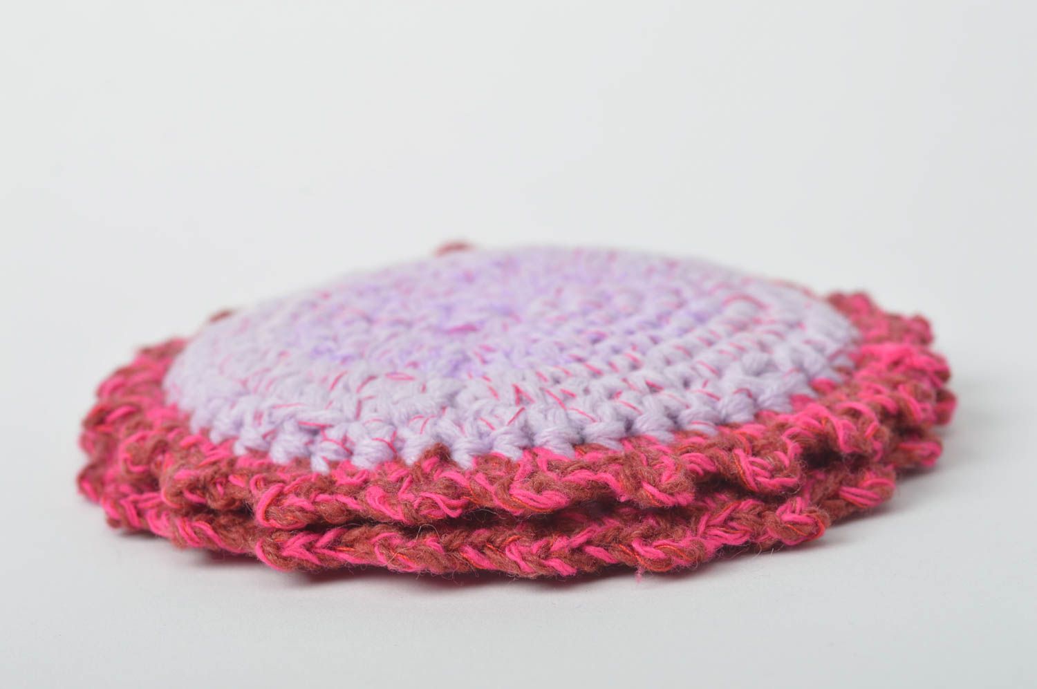 Прихватка крючком ручной работы вязаная прихватка домашний текстиль розовая фото 4