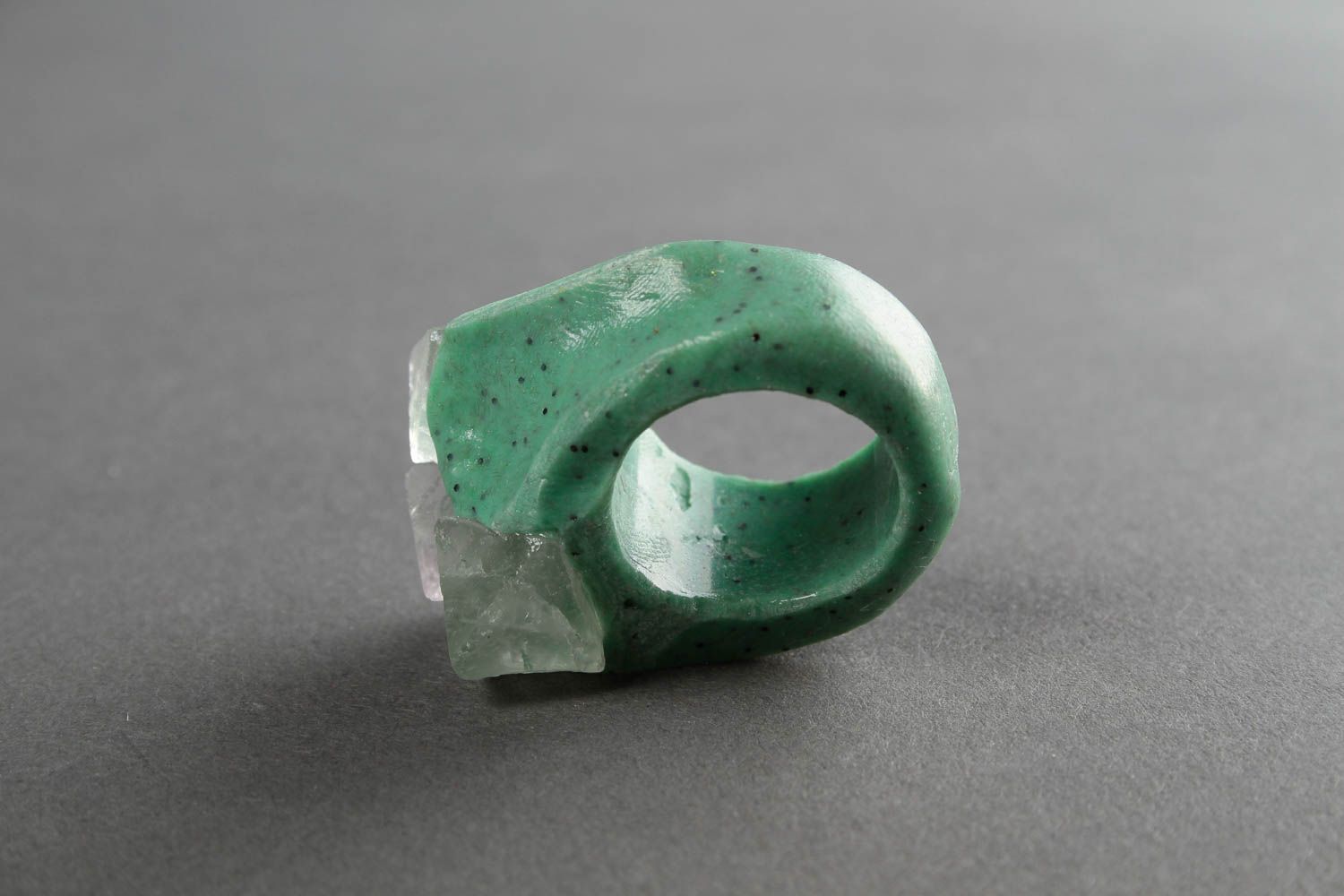 Кольцо ручной работы украшение из полимерной глины украшение кольцо модное фото 3