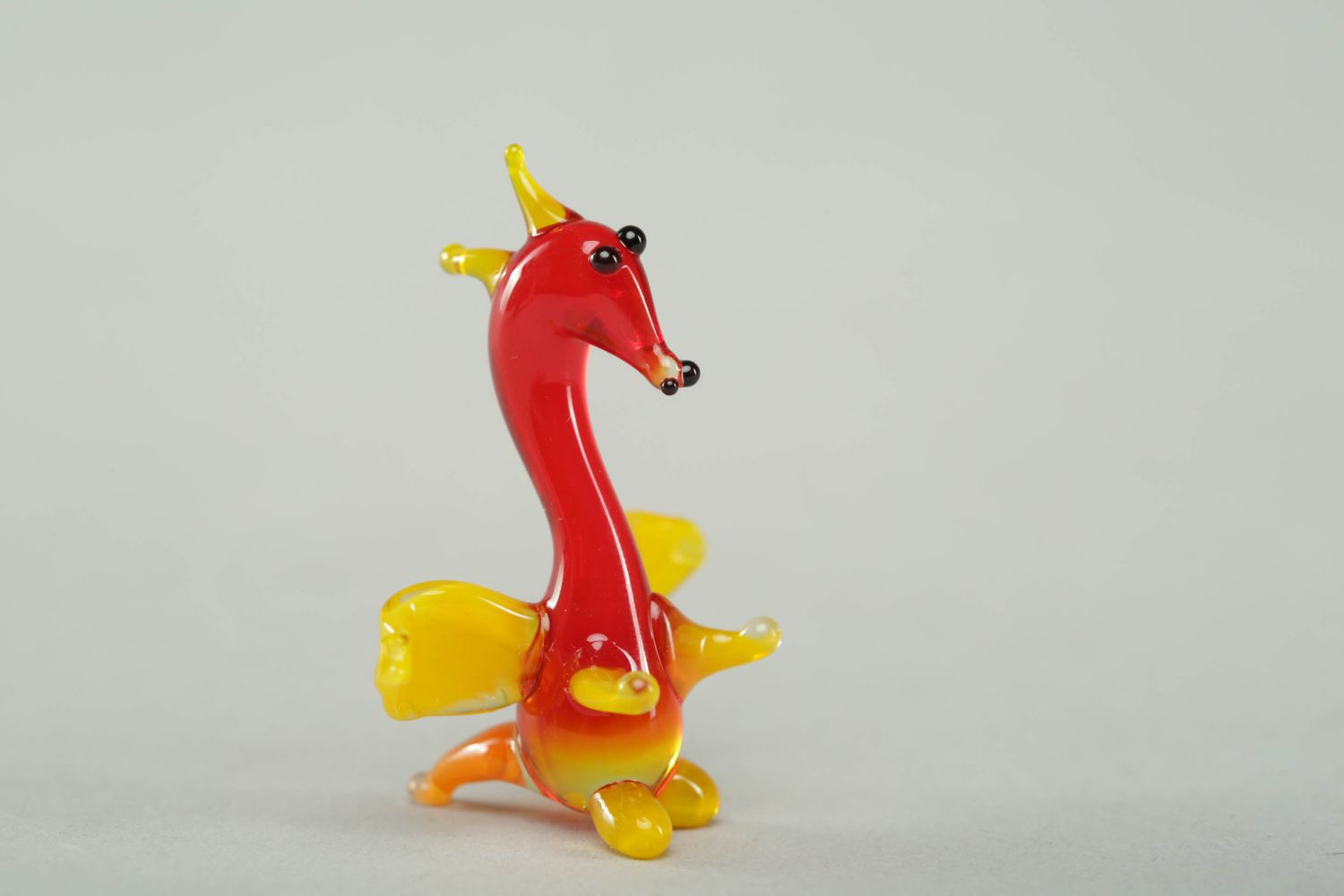 Figurine miniature en verre faite main Dragon rouge photo 1