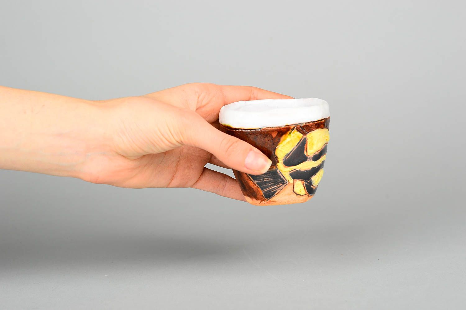 Кофейная чашка хэнд мэйд кофейная посуда глиняная чашка маленькая с росписью фото 2