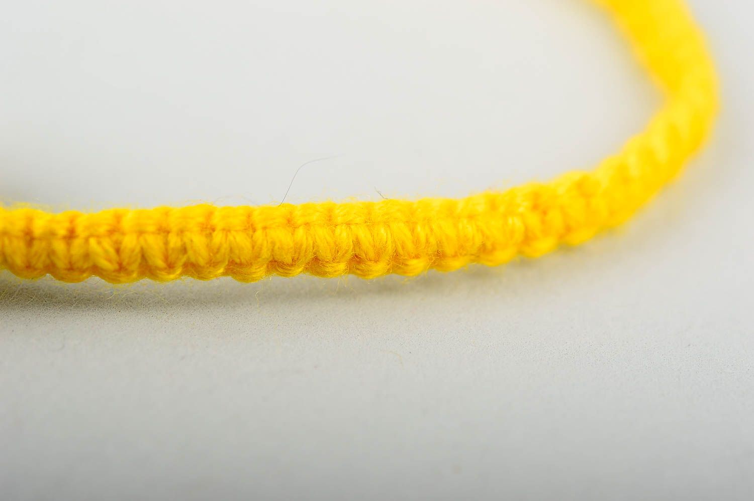 Handmade bright yellow bracelet unusual textile bracelet elegant jewelry photo 5