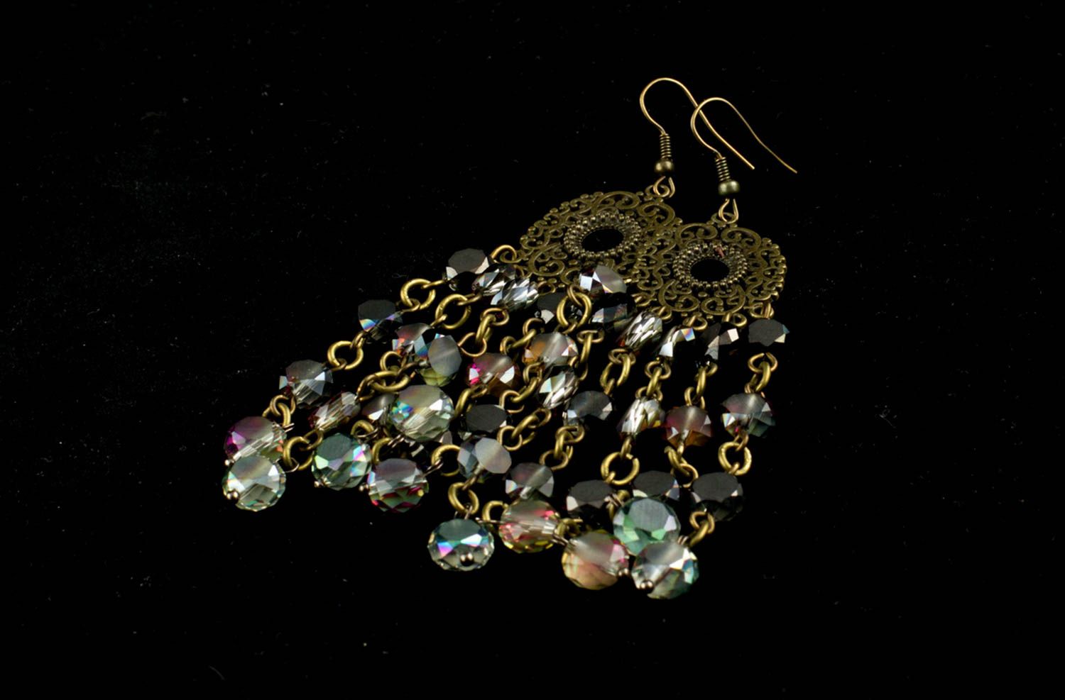 Handmade designer long earrings unusual female earrings cute dangling earrings photo 5