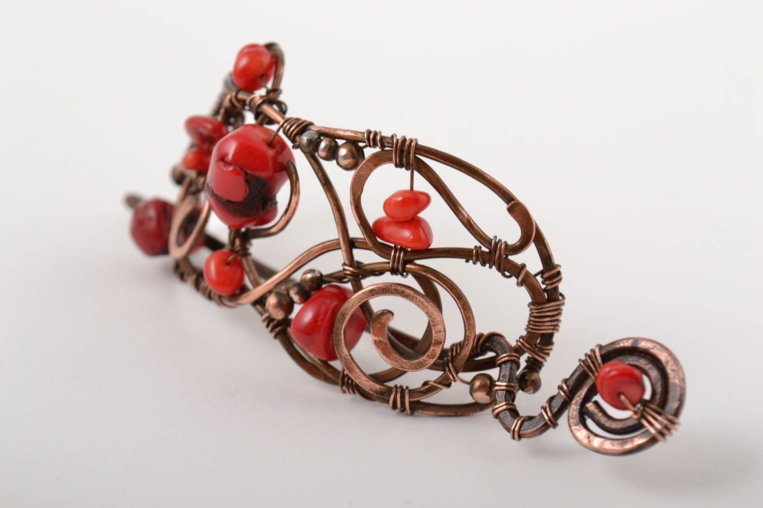Handmade hair clip designer accessory unusual jewelry copper hair clip photo 4