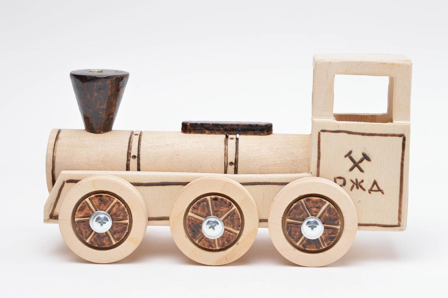 Handmade Dampflokomotive Spielzeug Fahrzeuge aus Holz Holzspielzeug für Kinder foto 2