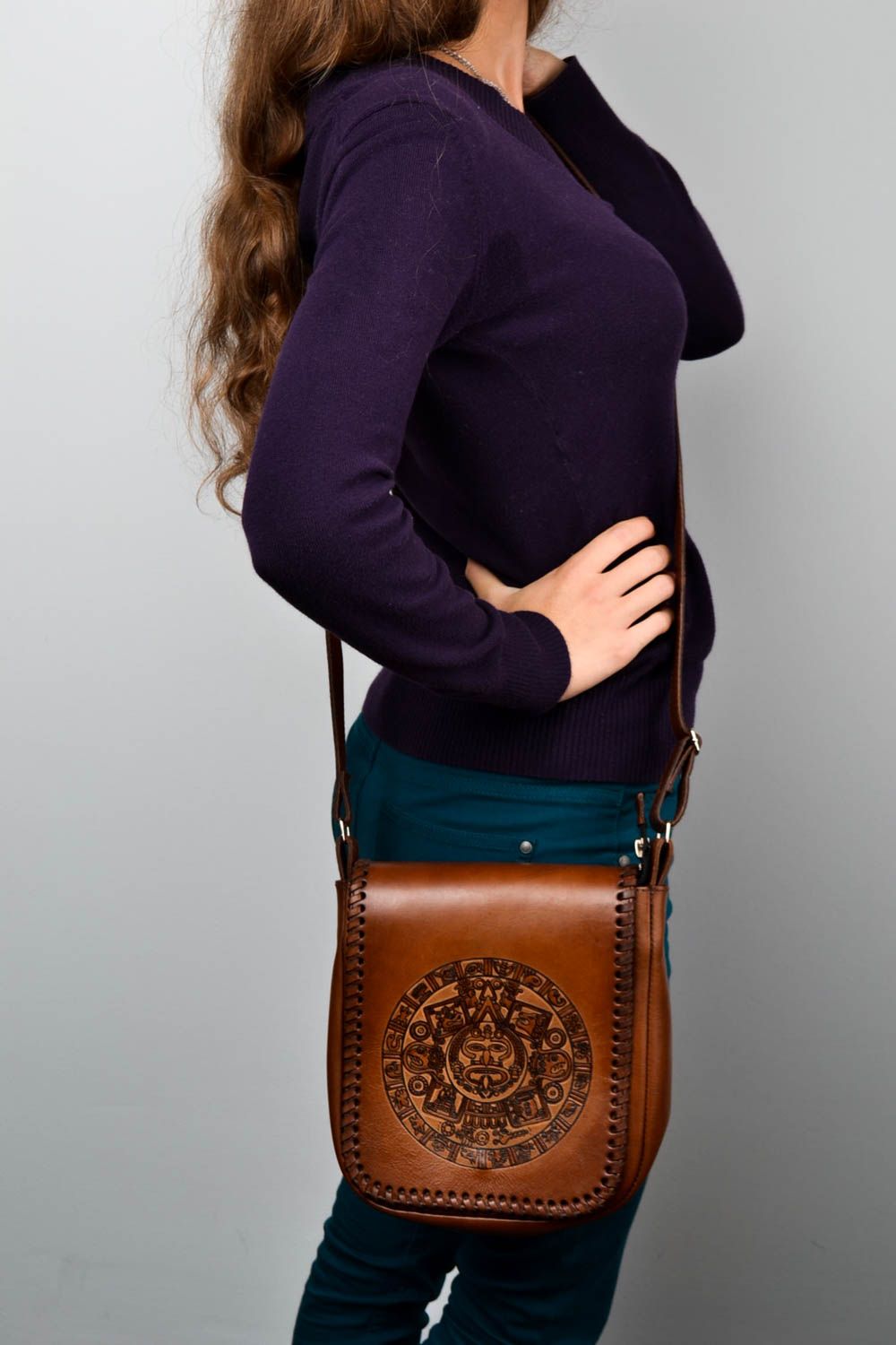 Handmade leather purse designer shoulder bag fashion purse for women photo 1