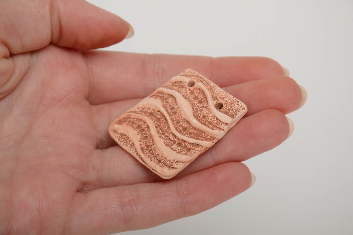 Rectangular handmade designer clay blank pendant of average size DIY photo 5