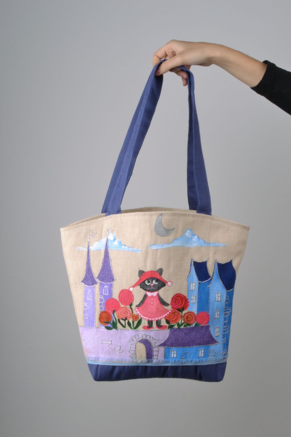 Textile bag with painting photo 2
