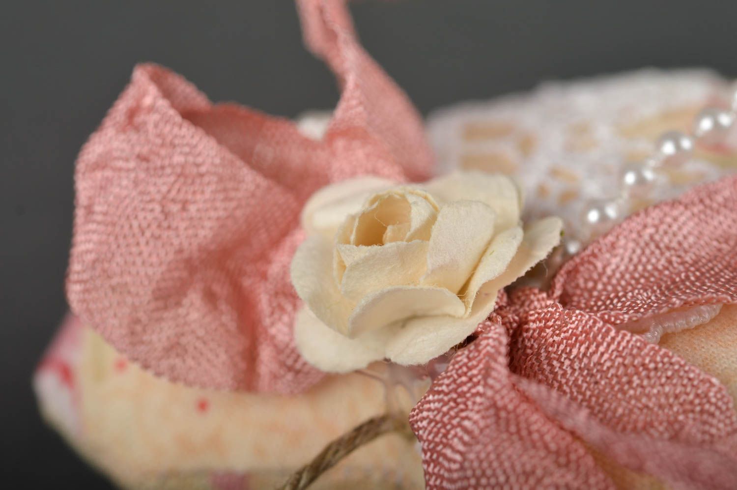 Coeur en tissu fait main Décoration à suspendre coton rose Déco maison photo 4