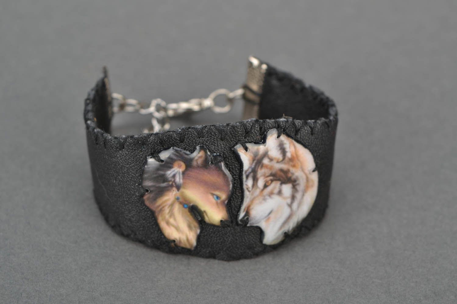 Synthetic leather bracelet Wolf's Passion photo 4