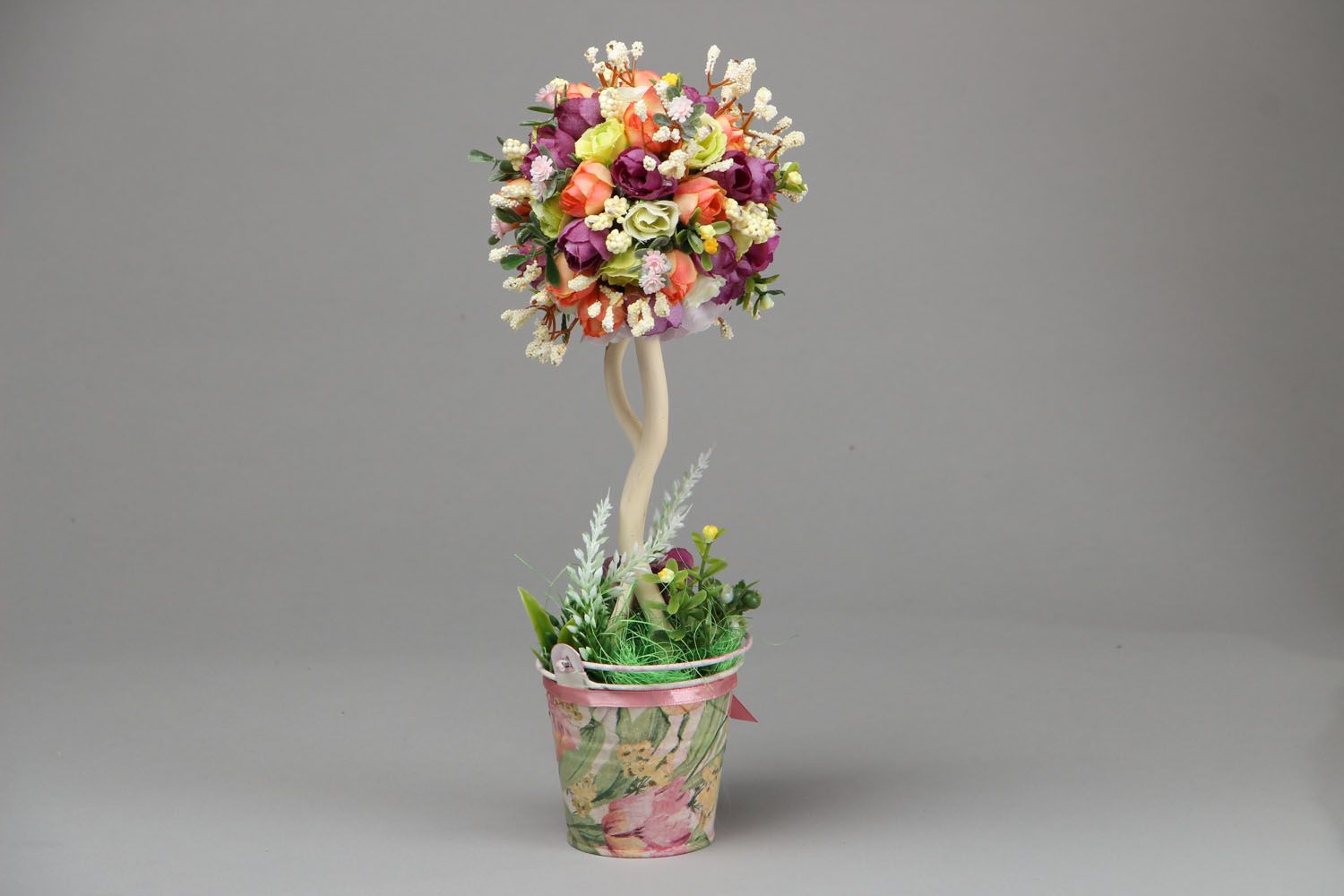 Topiario artesanal con flores “Primavera” foto 1