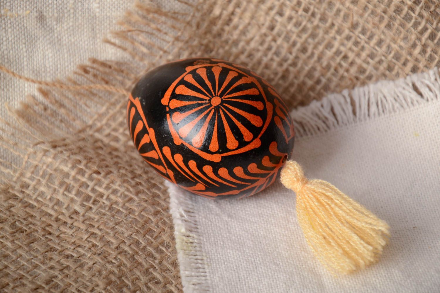 Handmade beautiful painted Easter egg with tassel photo 1